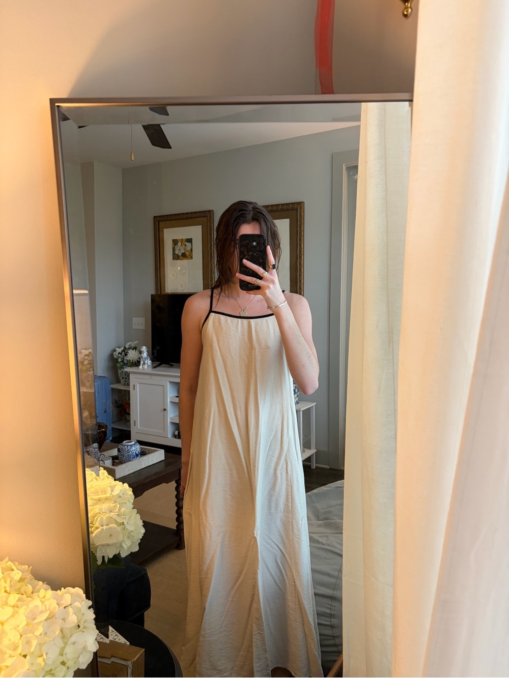 Forever 21 Cream Maxi Dress with Black Trim